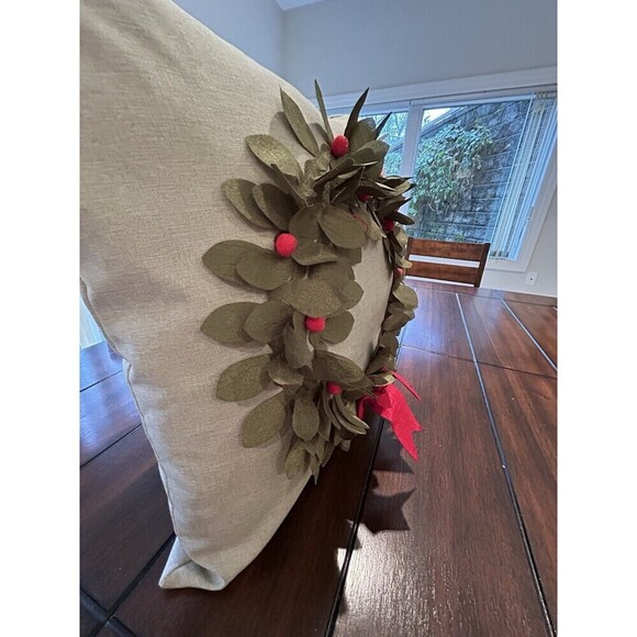 Christmas Wreath Decorative Pillow 15” - Picture 2 of 5